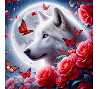 Lituor 5D Flowers Dogs Diamond Art Painting Kits for Adults,Moon Butterflies Diamond Painting for Beginner,DIY Full Cross Stitch Embroidery Art Pictures Home Wall Decor Gift Round Drill,55x55 cm