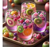 Lituor 5D Fruit Tea Diamond Art Painting Kits for Adults,Colorful Diamond Painting for Beginner,DIY Full Cross Stitch Embroidery Art Pictures Home Wall Decor Gift Round Drill,105x105 cm