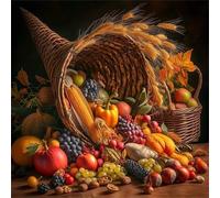 Lituor 5D Fruits Vegetables Diamond Art Painting Kits for Adults,Vintage Autumn Diamond Painting for Beginner,DIY Full Cross Stitch Embroidery Art Pictures Home Wall Decor Gift Square Drill,65x65 cm