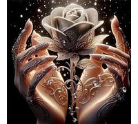 Lituor 5D Palm Rose Diamond Art Painting Kits for Adults,Fantasy Flower Diamond Painting for Beginner,DIY Full Cross Stitch Embroidery Art Pictures Home Wall Decor Gift Square Drill,35x35 cm