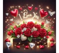 Lituor 5D Rose Balloons Diamond Art Painting Kits for Adults,Valentine'S Day Diamond Painting for Beginner,DIY Full Cross Stitch Embroidery Art Pictures Home Wall Decor Gift Square Drill,85x85 cm