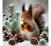 Lituor 5D Squirrel Diamond Art Painting Kits for Adults,Winter Animal Diamond Painting for Beginner,DIY Full Cross Stitch Embroidery Art Pictures Home Wall Decor Gift Round Drill,45x45 cm