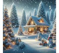 Lituor 5D Woods Cabin Diamond Art Painting Kits for Adults,Winter Scenery Diamond Painting for Beginner,DIY Full Cross Stitch Embroidery Art Pictures Home Wall Decor Gift Square Drill,85x85 cm