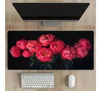 Lituor Alfombrilla de Ratón 600x300x2mm,Alfombrilla ratón XXL Gaming Flores de peonía roja,Superficie Que Mejora La Precisión Y Velocidad Base Antideslizante,Alfombrillao de Escritorio para Laptop
