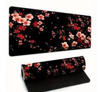 Lituor Alfombrilla de Ratón 600x300x2mm,Alfombrilla ratón XXL Gaming Flores Negras y Rojas,Superficie Que Mejora La Precisión Y Velocidad Base Antideslizante,Alfombrillao de Escritorio para Laptop