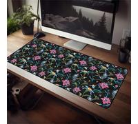 Lituor Alfombrilla de Ratón 600x300x2mm,Alfombrilla ratón XXL Gaming Flores Rosa Azul,Superficie Que Mejora La Precisión Y Velocidad Base Antideslizante,Alfombrillao de Escritorio para Laptop