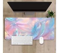 Lituor Alfombrilla de Ratón 600x300x2mm,Alfombrilla ratón XXL Gaming Plumas Azules y Rosas,Superficie Que Mejora La Precisión Y Velocidad Base Antideslizante,Alfombrillao de Escritorio para Laptop