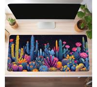 Lituor Alfombrilla de Ratón 700x400x2mm,Alfombrilla ratón XXL Gaming Cactus Azul Rosa,Superficie Que Mejora La Precisión Y Velocidad Base Antideslizante,Alfombrillao de Escritorio para Laptop