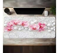 Lituor Alfombrilla de Ratón 700x400x3mm,Alfombrilla ratón XXL Gaming Piedras de orquídea Rosa,Superficie Que Mejora La Precisión Y Velocidad Base Antideslizante,Alfombrillao de Escritorio para Laptop