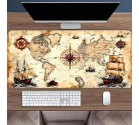 Lituor Alfombrilla de Ratón 800x300x3mm,Alfombrilla ratón XXL Gaming Mapa Antiguo de velero,Superficie Que Mejora La Precisión Y Velocidad Base Antideslizante,Alfombrillao de Escritorio para Laptop