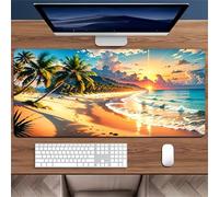 Lituor Alfombrilla de Ratón 900x400x2mm,Alfombrilla ratón XXL Gaming Paisaje de Playa Soleado,Superficie Que Mejora La Precisión Y Velocidad Base Antideslizante,Alfombrillao de Escritorio para Laptop