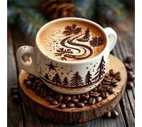 Lituor Diamond Painting Kit Completo,5D Café diamond painting para Adultos,Redondo DIY Delicioso café Kits de Pintura de Diamantes Lienzo Punto de Cruz Craft para Hogar Pared Decor 95x95 cm