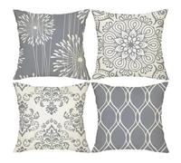 Lituor Juego de 4 Fundas Cojines 35x35 cm Mandala geométrico Funda de Almohada Decorativa Gris Terciopelo Suave Cojines Cojin Cuadrada para Sala Estar Dormitorio Oficina Decorativos
