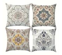 Lituor Juego de 4 Fundas Cojines 65x65 cm Antiguo Funda de Almohada Decorativa Mandala Étnico Terciopelo Suave Cojines Cojin Cuadrada para Sala Estar Dormitorio Oficina Decorativos