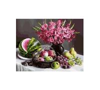 Lituor Pintar por Numeros Adultos,Bodegón de frutas DIY Kit de Pintura al óleo de Lienzo para Adultos Niños Painting by Numbers con Pinceles y Pigmento Acrílico para Hogar Decor 40x50cm,con Marco