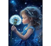 Lituor Pintar por Numeros Adultos,Chica con vestido azul DIY Pintura por Números,sin Marco Kit de Pintura al óleo de Lienzo para Adultos Niños con Pinceles Paint by Numbers para Hogar Decor 40x50cm