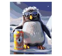 Lituor Pintar por Numeros Adultos,Pingüino Animal DIY Pintura por Números,Kit de Pintura al óleo de Lienzo para Adultos Niños con Pinceles y Pigmento Acrílico Paint by Numbers Kit con marco,30x40cm