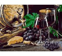 Lituor Pintar por Numeros Adultos,Vino Bodegón DIY Kit de Pintura al óleo de Lienzo para Adultos y Niños con Pinceles y Pigmento Acrílico Paint by Numbers para Hogar Decoraciones 30x40cm,con marco