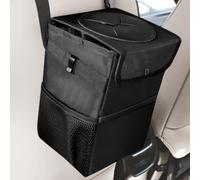 LITZEE Cubo de basura para coche Camping, cubo de basura plegable Camping con tapa, cubo de basura impermeable para camping Organizador plegable para el interior del coche, negro