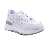 LIU JO BA5043 Amazing White Zapatillas de moda para mujer de piel blanca cuña alta, Color blanco., 39 EU