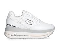 LIU JO BF5011 Maxi Wonder Plus White Zapatillas de moda para mujer de piel y cuña, Color blanco., 38 EU