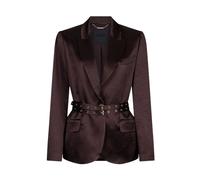 Liu Jo - Blazer de Satén con Cinturón - Jackets - Mujer - Marrón - 2XL -