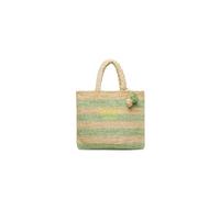 Liu Jo Bolsa de playa Plentia Shopping M de paja, verde salvia, 41 x 43 cm, a rayas con logotipo