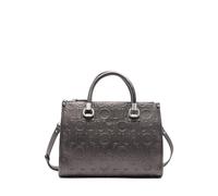 LIU JO Bolso de Mano con Logo en Relieve, Cuero Sintético, Gris Metálico, Correa Ajustable