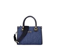 LIU JO Bolso de Mano en Denim Azul, Asas Dobles, Correa Ajustable, Detalles en Negro