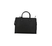 Liu Jo Bolso de mano Halona M con logotipo en relieve, negro, piel sintética, 32 x 24 x 14 cm, correa extraíble y ajustable