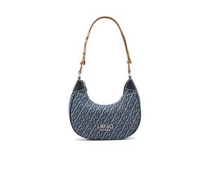 Liu Jo Bolso Hobo Evrim, Dress Blue, 80% Algodón 20% Poliéster, 24x18x7 cm, con Cremallera y Bolsillo Interior, Asa Ajustable