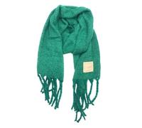 LIU JO Bufanda de lana con flecos en el dobladillo, 95025 Deep Emerald, Talla única, con flecos