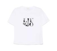Liu Jo - Camiseta de Cuello Redondo Adornada con Pedrería - Tops - Mujer - Blanco - M -