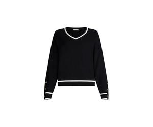 Liu Jo Camiseta de mujer de mezcla de seda TF5229, Negro Black White Leche, L
