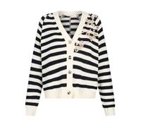 Liu Jo - Cárdigan de Mezcla de Algodón a Rayas con Bordado de Joyas - Knitwear - Mujer - Multicolor - M -