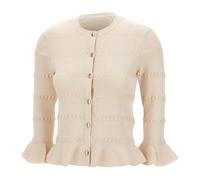 Liu Jo - Cárdigan con volantes - Knitwear - Mujer - Beige - L -