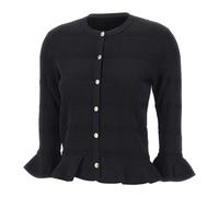 Liu Jo - Cárdigan de Viscosa con Canalé - Knitwear - Mujer - Negro - XS -