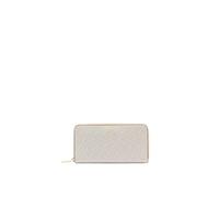 Liu Jo Cartera Caliwen XL Zip Around con monogram, piel sintética, natural/Dk, 19,5 x 10 x 2,5 cm, 12 compartimentos para tarjetas
