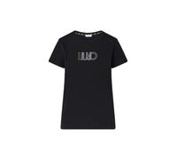 Liu Jo ECS Basica M/C - Camiseta con logotipo de strass, color negro, W9415 Nero/Liujo, S