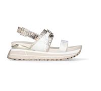 LIU.JO Sandalias Deportivas Mujer, Plataforma Gruesa, Tiras Plateadas y Blancas, Suela de Goma (PYTHON, Sistema tallas calzado EU, Adulto, Números, mediano, 38)