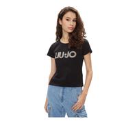 Liu Jo - T-Shirt con Logo Strass - Tops - Mujer - Negro - S -