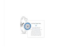 LIU JUN Anillo para ansiedad con diseño de ojo turco para mujer, con texto en inglés «To My Daughter» y «It Can Drive Away Your Ansie» con circonita cúbica, ajustable, regalo, Cobre Circonia cúbica