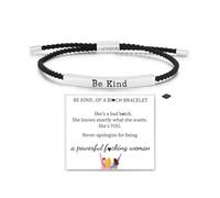 LIU JUN Be Kind Of A - Pulsera para mujer, ajustable, trenzada a mano, acero inoxidable, regalos inspiradores, Medium, Nailon, No es una piedra preciosa