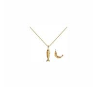 LIU JUN Collar de pez articulado 3D movible, dorado pavé de peces Piscis amante del mar de la suerte, collares con colgante de pescado para mujeres y hombres, regalos de joyería de moda de verano, L