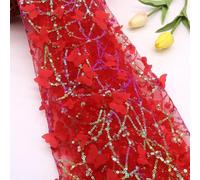 LIUBI 1 Yarda 130 cm DIY Hecho a Mano Malla Bordado Lentejuelas 3D Flor Tul Tela DIY Lazo Material para decoración Ropa Manualidades