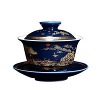 LIUBI Taza de té de cerámica Gaiwan, Cuenco de sopera de té Hecho a Mano, Accesorios de té de Porcelana, vajilla para Beber de 150 ml