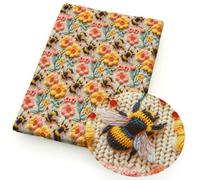 LIUBI Tela de poliéster/algodón Puro con Estampado 3D de Gato, Abeja, Perro y Dinosaurios, 50 x 145 cm, Ideal para Patchwork, Costura y Acolchado.