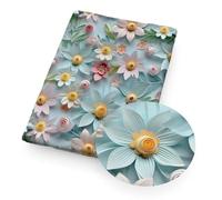 LIUBI Tela de poliéster y algodón con Estampado 3D de Flores, 50 x 145 cm, para Costura, Acolchado, Costura, Bricolaje, Hecha a Mano, para Cortinas