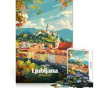 Liubliana,Eslovenia Rompecabezas de Paisaje Urbano para Adolescentes 1000 Piezas Desarrollo Cerebral Entretenimiento Tranquilo Ideal para armar Regalo de Temporada (38x52cm)