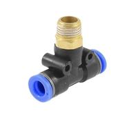 LIUCH 1 pieza de 1/8" PT 1/4" PT 3/8" PT 1/2" PT rosca macho a 12 mm en forma de T adaptador de acoplamiento rápido neumático de aire de 3 vías(3/8")